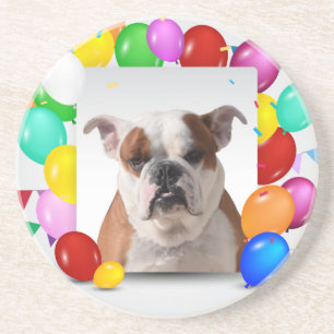 Dessous De Verre En Grès Chien de taureau avec des ballons colorés Thème d'