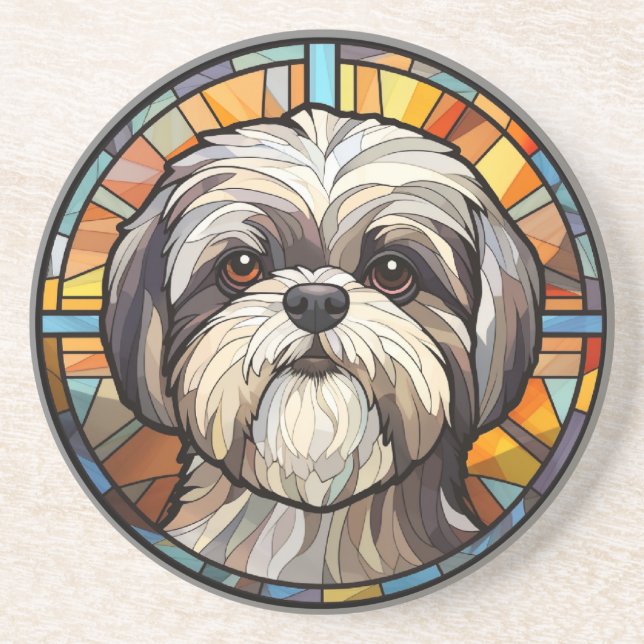 Dessous De Verre En Grès Chien en Verre Doux Shih Tsu (Devant)