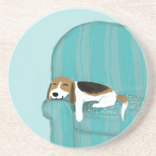 Dessous De Verre En Grès Chien heureux de divan - beagle mignon