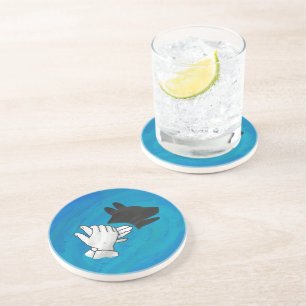 Dessous De Verre En Grès Chien Ombré sur bleu