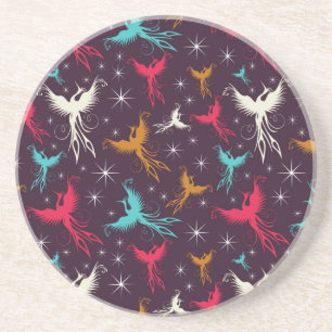Dessous De Verre En Grès Chiffre motif d'oiseaux de Phoenix