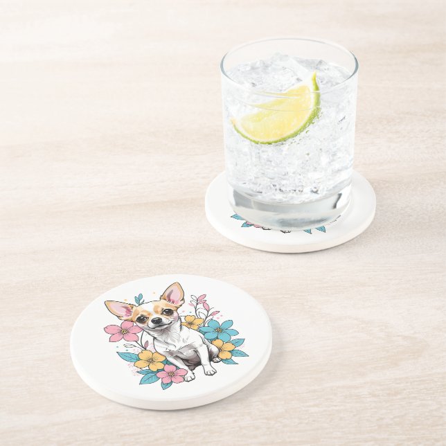 Dessous De Verre En Grès Chihuahua du printemps (Côté)