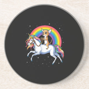Dessous De Verre En Grès chihuahua licorne filles espace galaxie arc-en-cie