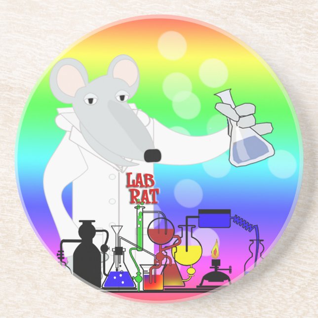 DESSOUS DE VERRE EN GRÈS CHIMIE LAB RAT (Devant)