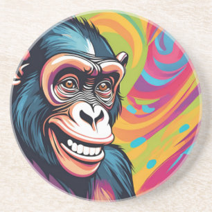 Dessous De Verre En Grès Chimpanzé fou mignon