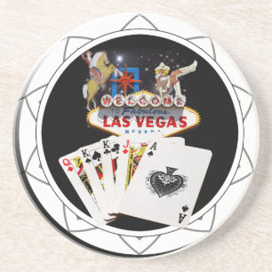 Dessous De Verre En Grès Chip Black Poker Affiche de bienvenue