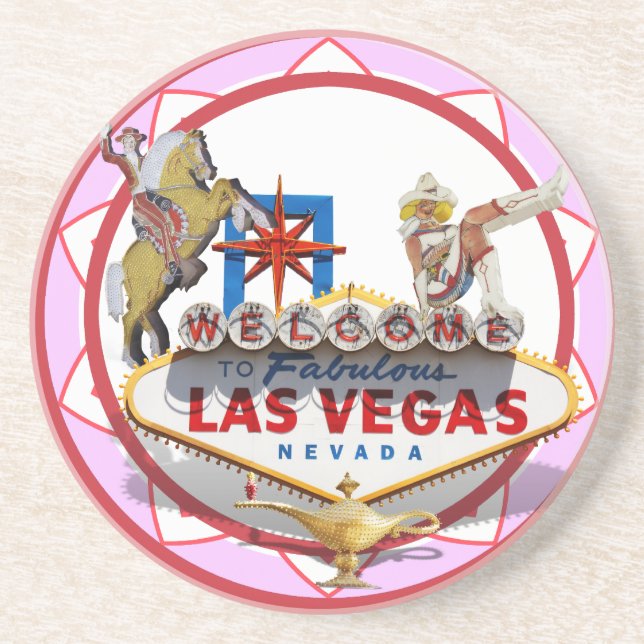 Dessous De Verre En Grès Chip de poker rose Las Vegas (Devant)