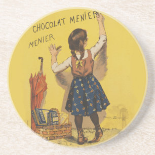 Dessous De Verre En Grès Chocolat Menier Petite fille Mur écriture