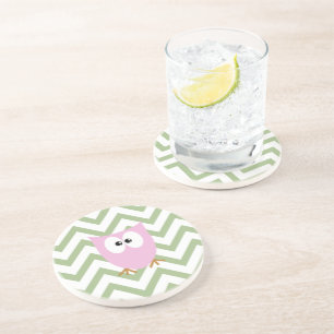 Dessous De Verre En Grès Chouette rose Petite fille