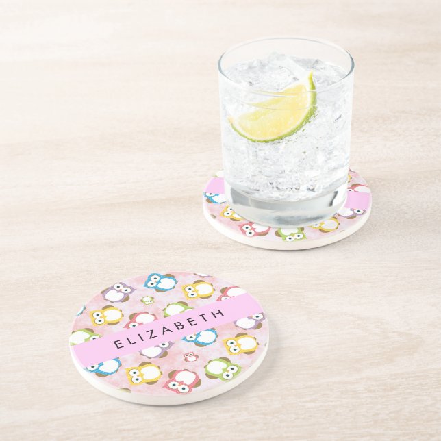 Dessous De Verre En Grès Chouettes mignonnes, Chouette Motif, Chouettes col (Côté)