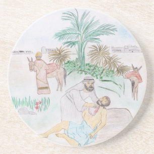 Dessous De Verre En Grès Christian Artwork Le bon samaritain
