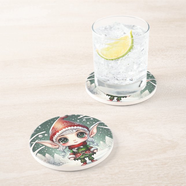 Dessous De Verre En Grès Christmas Elf (Côté)