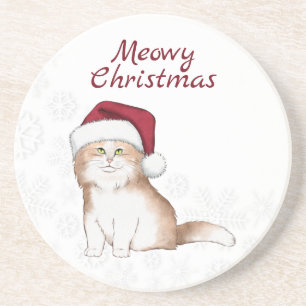 Dessous De Verre En Grès Christmas Kitten