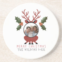 Christmas Plaid Reindeer with Personalized Photo