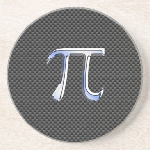 Dessous De Verre En Grès Chrome Argent Comme Symbole Pi sur Fibre de Carbon