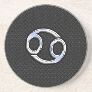 Dessous De Verre En Grès Chrome comme cancer Symbole Zodiaque sur le style 