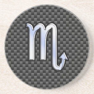 Dessous De Verre En Grès Chrome Comme Scorpio Zodiac Signe Fibres Carbone I