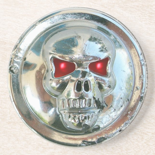 DESSOUS DE VERRE EN GRÈS CHROME SKULL (Devant)