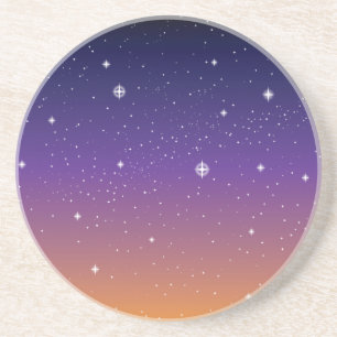 Dessous De Verre En Grès Ciel d'étoile violet et or