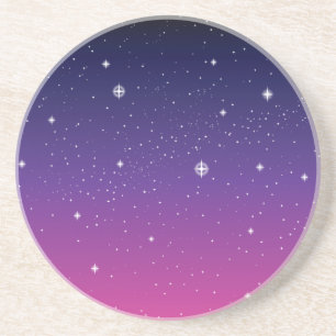 Dessous De Verre En Grès Ciel nocturne étoilé violet foncé