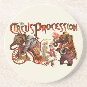 Dessous De Verre En Grès Cirque Procession Eléphant Art antique