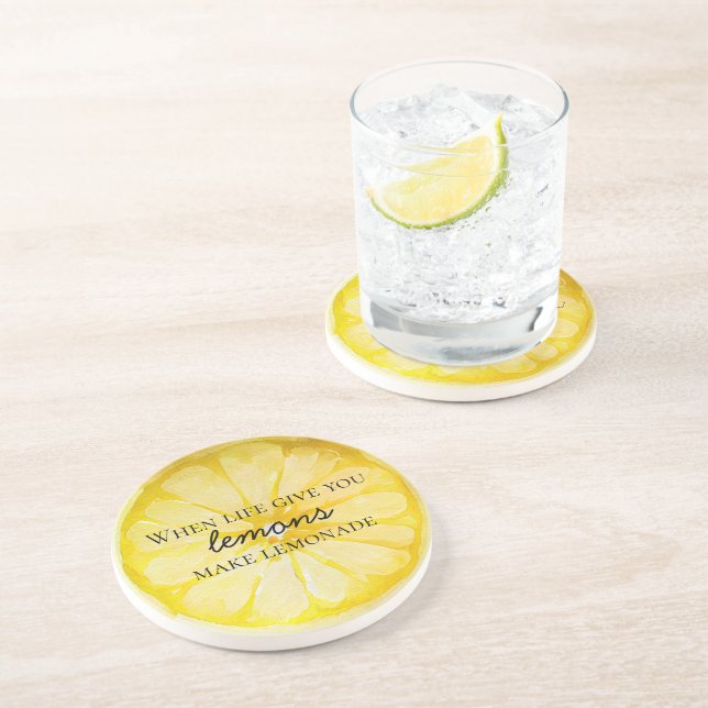 Dessous De Verre En Grès Citation de citron (Côté)