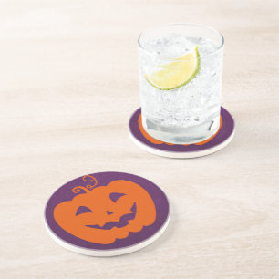 Dessous De Verre En Grès Citrouille orange d'Halloween sur Arrière - plan v