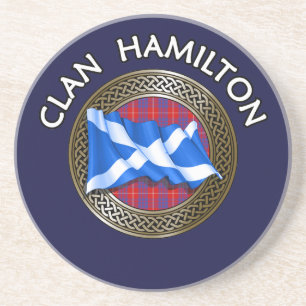 Dessous De Verre En Grès Clan Hamilton Tartan Knot & Flag