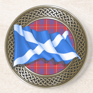Dessous De Verre En Grès Clan Hamilton Tartan Knot & Flag