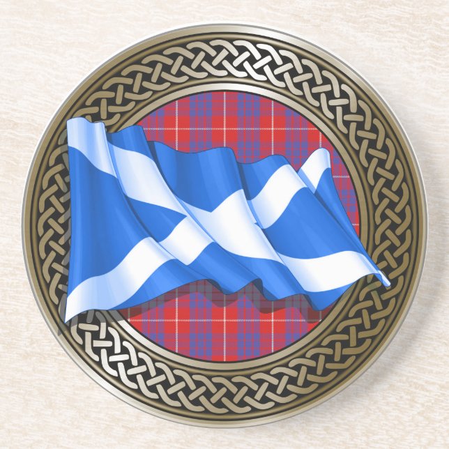 Dessous De Verre En Grès Clan Hamilton Tartan Knot & Flag (Devant)