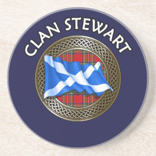 Dessous De Verre En Grès Clan Stewart Tartan Knot & Flag