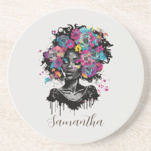 Dessous De Verre En Grès Classe Florale Afro Femme