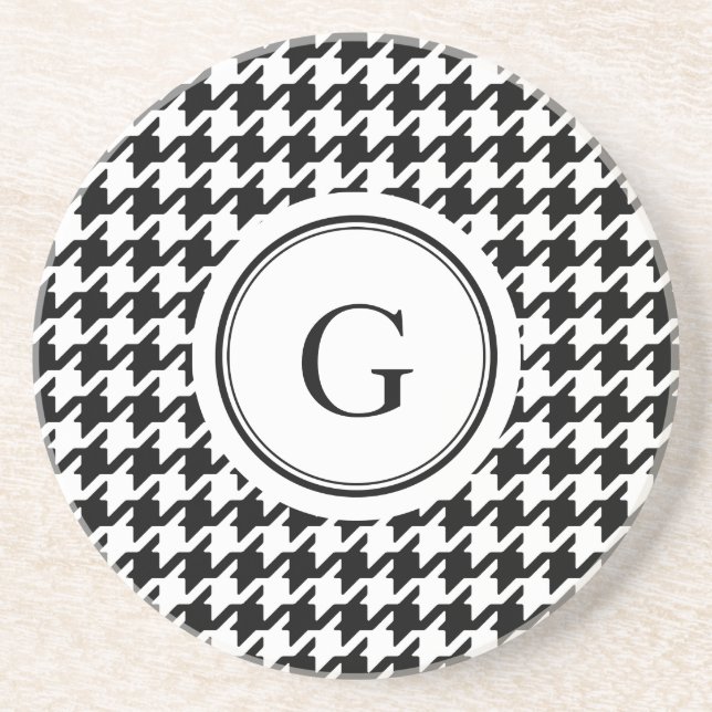 Dessous De Verre En Grès Classe White Houndstooth (Devant)