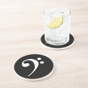 Dessous De Verre En Grès Clé de basse blanche