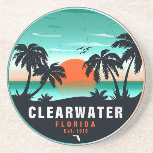 Dessous De Verre En Grès Clearwater Florida Beach Retro Sunset Souvenirs