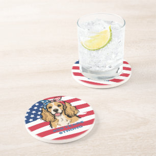 Dessous De Verre En Grès Cocker Spaniel Patriotique