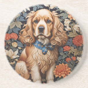 Dessous De Verre En Grès Cocker Spaniel William Morris Inspiré Floral