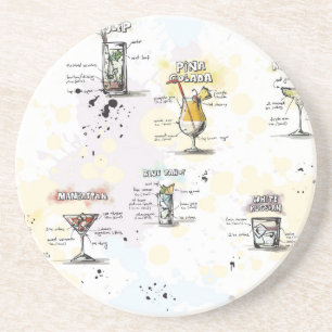 Dessous De Verre En Grès Cocktail Drink Recipe Design