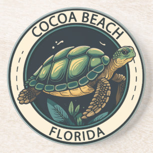 Dessous De Verre En Grès Cocoa Beach Florida Turtle Badge