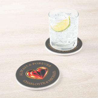Dessous De Verre En Grès Cœur d'amour rouge toujours et pour toujours Nom d