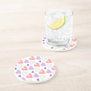 Dessous De Verre En Grès Cœur de la Saint-Valentin Motif Dessiné à la Main