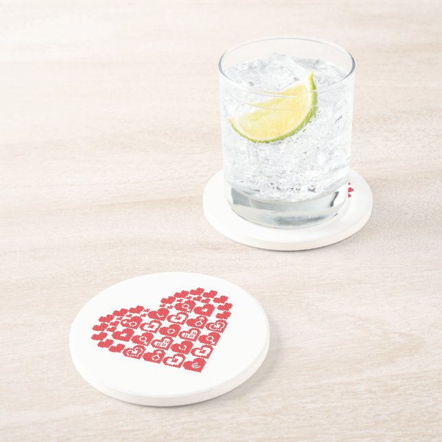 Dessous De Verre En Grès COEUR rouge des coeurs (Côté)