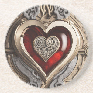 Dessous De Verre En Grès Cœur Steampunk Intemporel de l'Amour