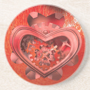 Dessous De Verre En Grès coeur steampunk rouge