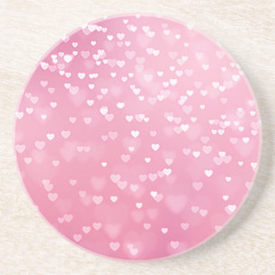 Dessous De Verre En Grès Cœurs Blancs Roses Anniversaire