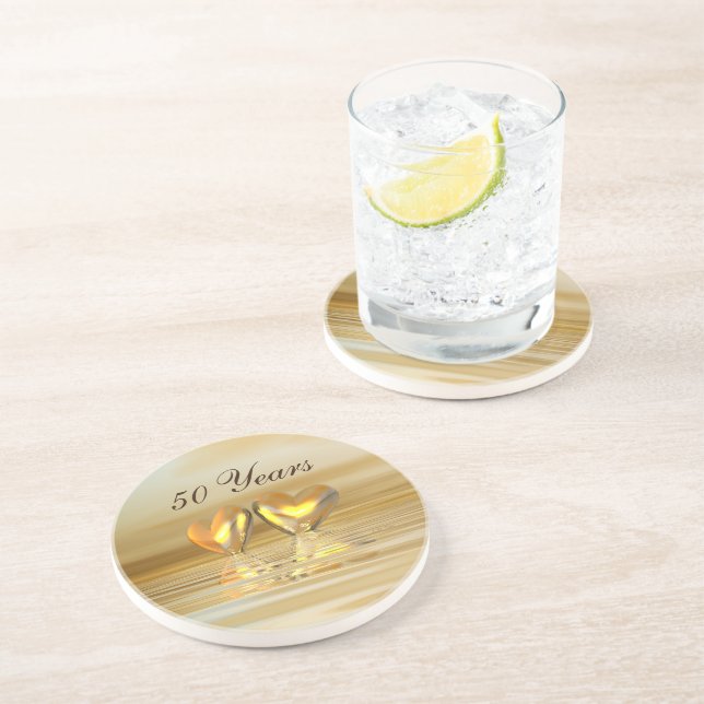Dessous De Verre En Grès Coeurs d'or (Côté)
