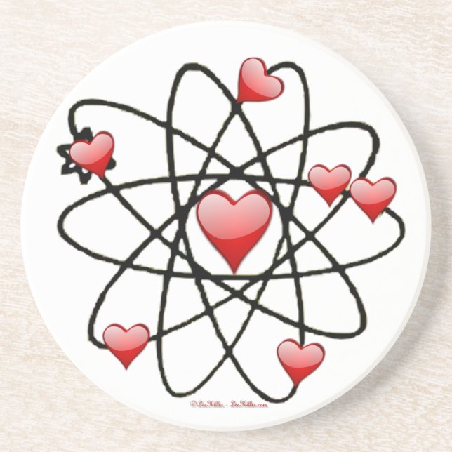 Dessous De Verre En Grès Coeurs rouges de Saint Valentin atomique (Devant)