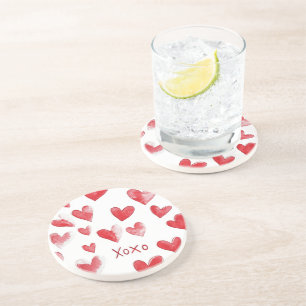 Dessous De Verre En Grès Coeurs rouges XOXO Love