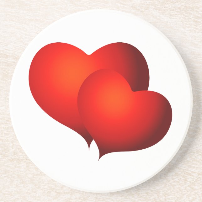 Dessous De Verre En Grès Coeurs satinés rouges (Devant)