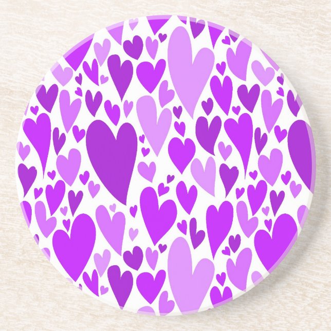 Dessous De Verre En Grès Coeurs violets super et romantiques Saint-Valentin (Devant)